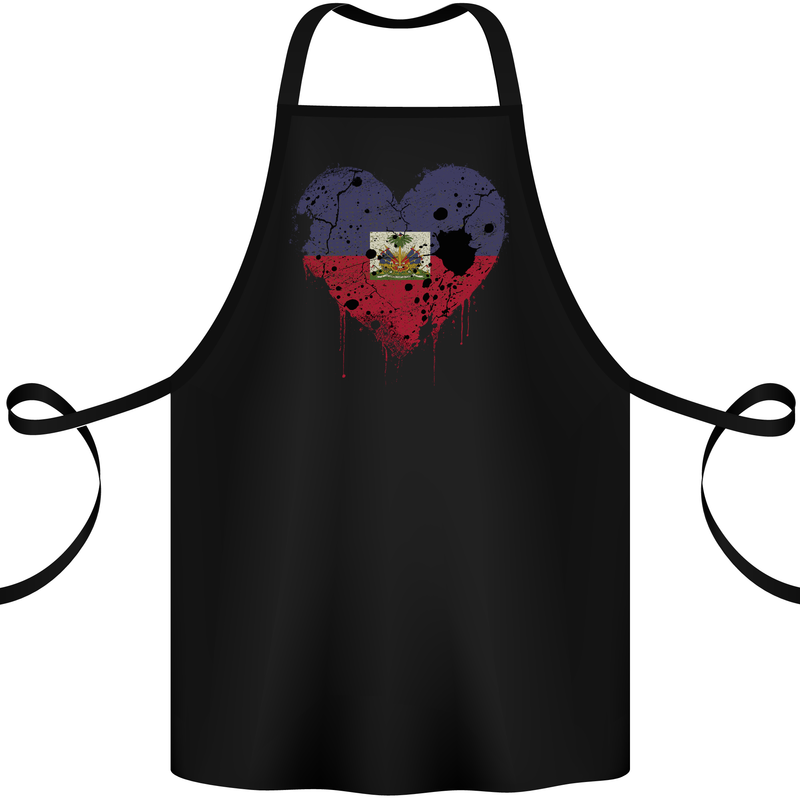 Love Haiti Flag Haitian Day Football Cotton Apron 100% Organic Black