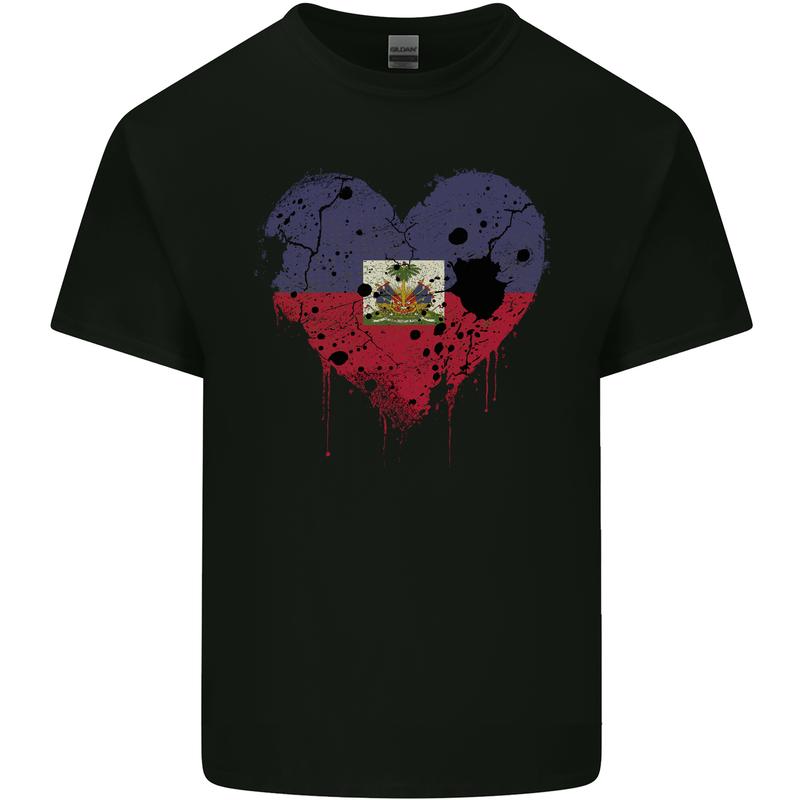 Love Haiti Flag Haitian Day Football Mens Cotton T-Shirt Tee Top Black