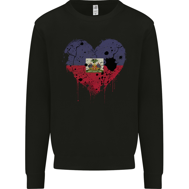 Love Haiti Flag Haitian Day Football Mens Sweatshirt Jumper Black