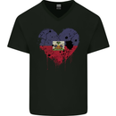 Love Haiti Flag Haitian Day Football Mens V-Neck Cotton T-Shirt Black