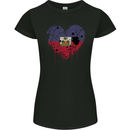 Love Haiti Flag Haitian Day Football Womens Petite Cut T-Shirt Black