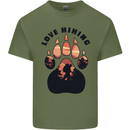 Love Hiking Bear Paw Trekking Hike Outdoors Mens Cotton T-Shirt Tee Top Military Green