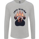 Love Hiking Bear Paw Trekking Hike Outdoors Mens Long Sleeve T-Shirt Sports Grey