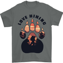 Love Hiking Bear Paw Trekking Hike Outdoors Mens T-Shirt 100% Cotton Charcoal