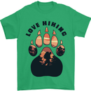 Love Hiking Bear Paw Trekking Hike Outdoors Mens T-Shirt 100% Cotton Irish Green