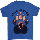 Love Hiking Bear Paw Trekking Hike Outdoors Mens T-Shirt 100% Cotton Royal Blue