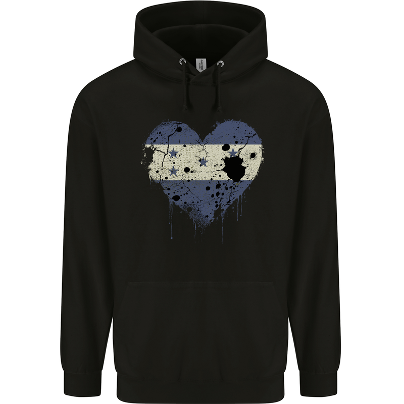 Love Honduras Flag Honduran Day Football Childrens Kids Hoodie Black