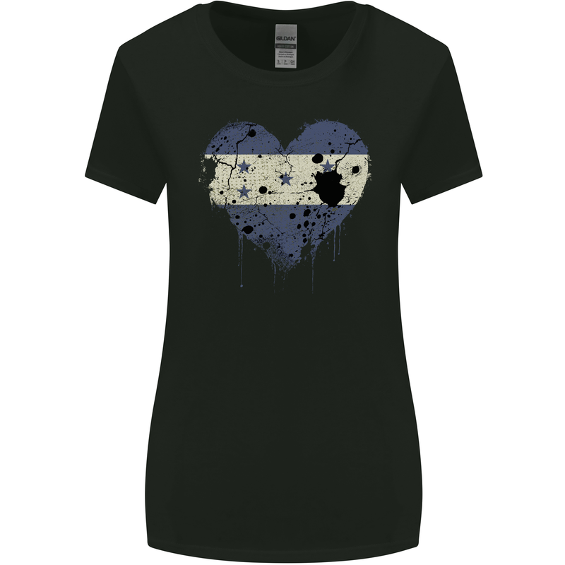 Love Honduras Flag Honduran Day Football Womens Wider Cut T-Shirt Black