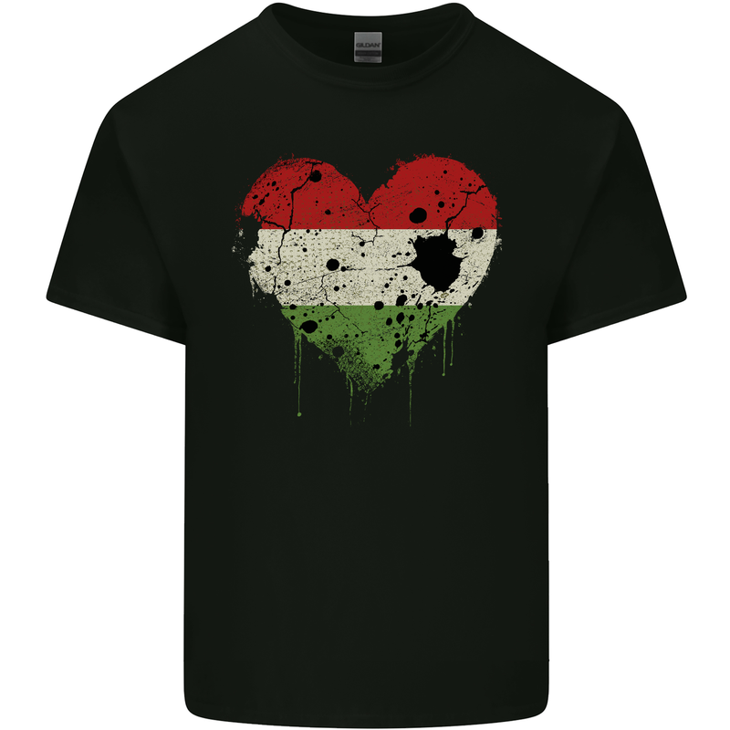 Love Hungary Flag Hungarian Day Football Mens Cotton T-Shirt Tee Top Black