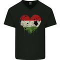 Love Hungary Flag Hungarian Day Football Mens V-Neck Cotton T-Shirt Black