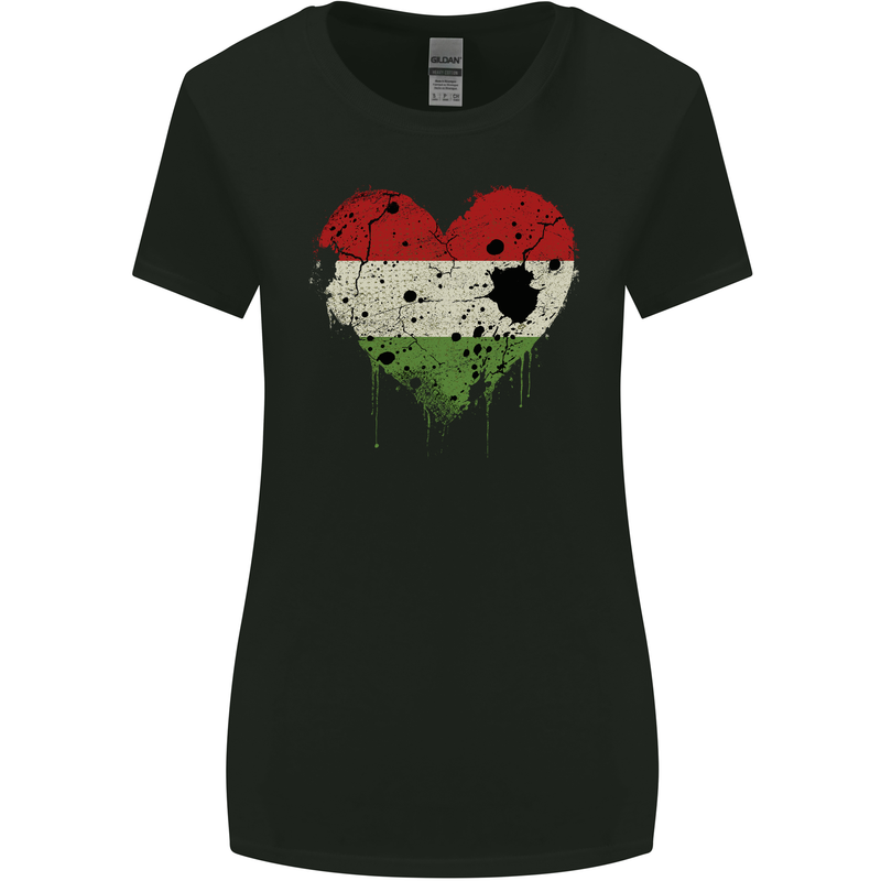 Love Hungary Flag Hungarian Day Football Womens Wider Cut T-Shirt Black