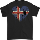 Love Iceland Flag Icelander Day Football Mens Gildan Cotton T-Shirt Black