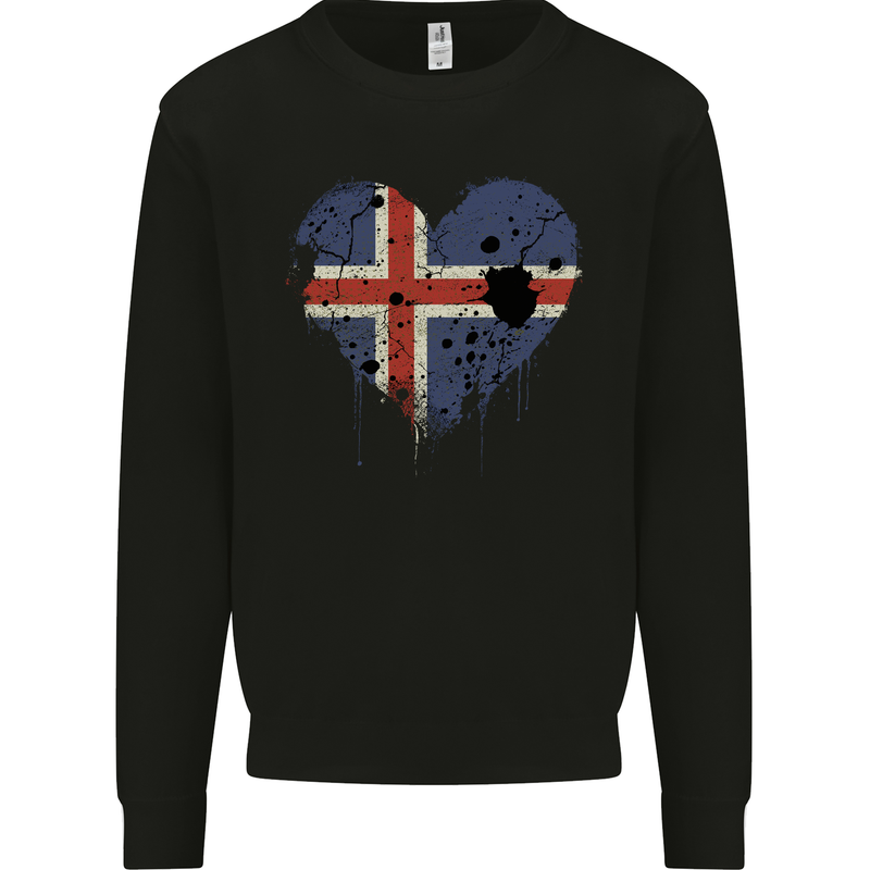 Love Iceland Flag Icelander Day Football Mens Sweatshirt Jumper Black
