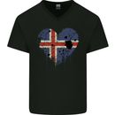 Love Iceland Flag Icelander Day Football Mens V-Neck Cotton T-Shirt Black