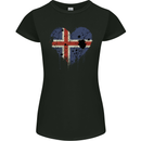 Love Iceland Flag Icelander Day Football Womens Petite Cut T-Shirt Black