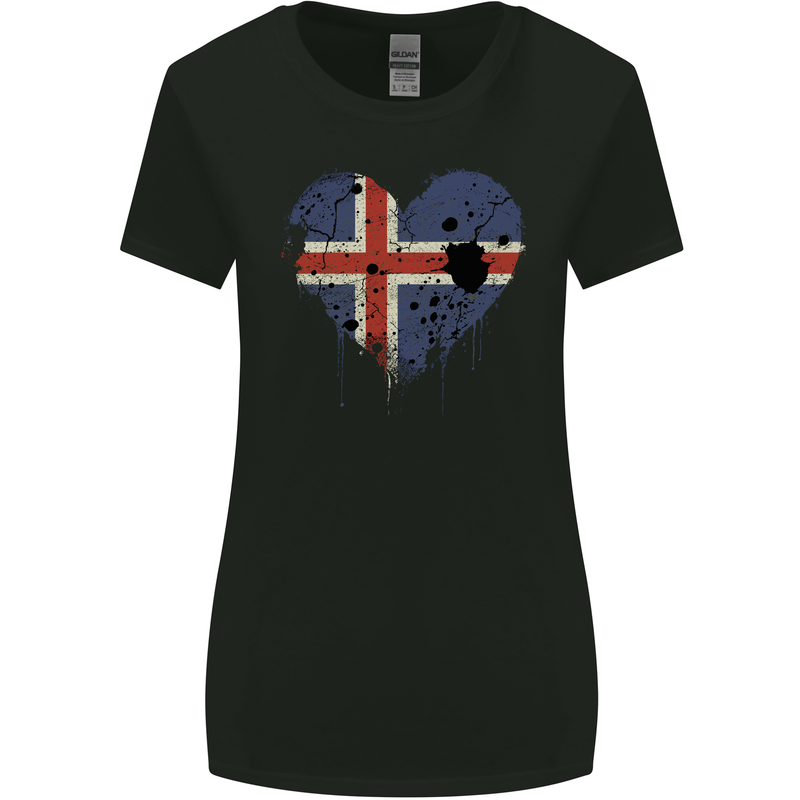 Love Iceland Flag Icelander Day Football Womens Wider Cut T-Shirt Black