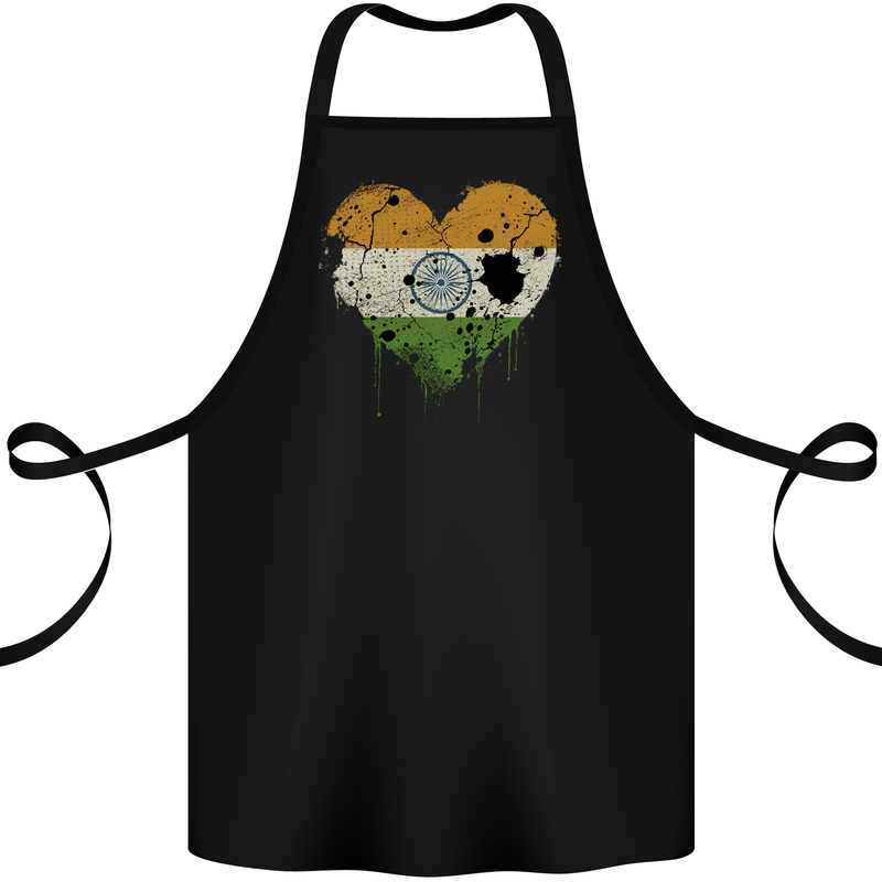 Love India Flag Indian Day Football Cotton Apron 100% Organic Black