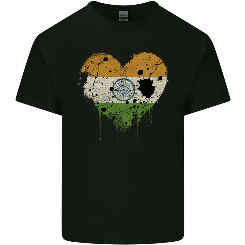 Love India Flag Indian Day Football Kids T-Shirt Childrens Black
