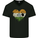 Love India Flag Indian Day Football Mens V-Neck Cotton T-Shirt Black