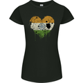 Love India Flag Indian Day Football Womens Petite Cut T-Shirt Black