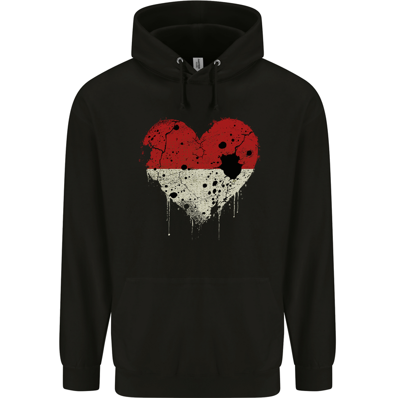 Love Indonesia Flag Indonesian Day Football Childrens Kids Hoodie Black