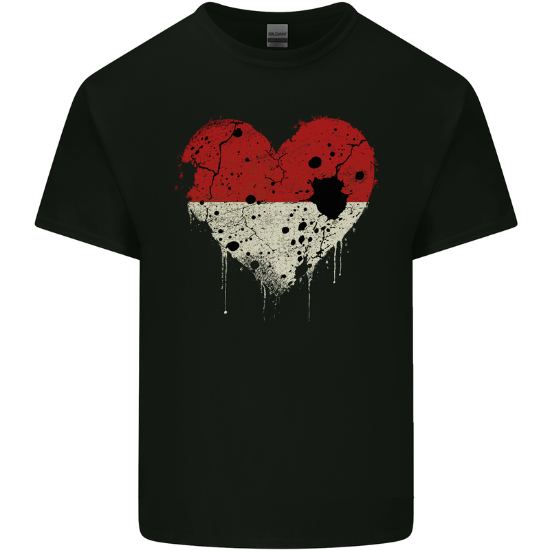 Love Indonesia Flag Indonesian Day Football Mens Cotton T-Shirt Tee Top Black