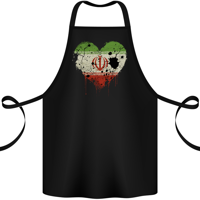 Love Iran Flag Iranian Day Football Cotton Apron 100% Organic Black