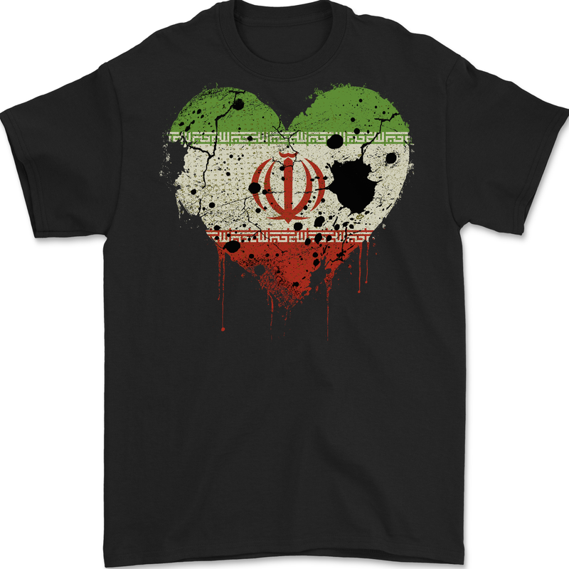 Love Iran Flag Iranian Day Football Mens Gildan Cotton T-Shirt Black