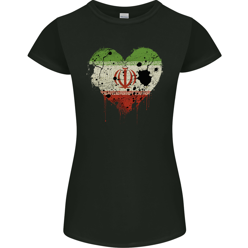 Love Iran Flag Iranian Day Football Womens Petite Cut T-Shirt Black