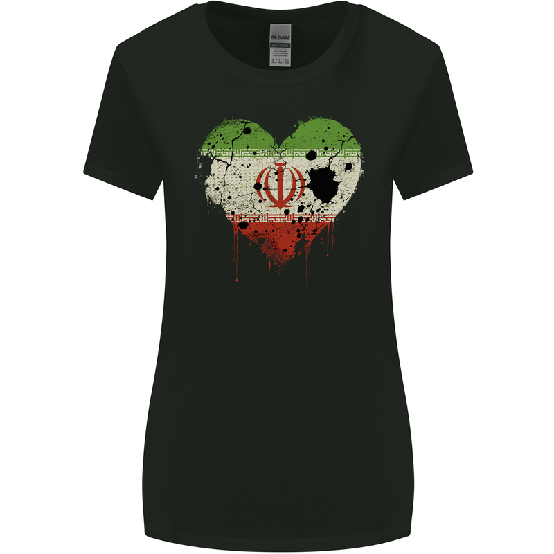 Love Iran Flag Iranian Day Football Womens Wider Cut T-Shirt Black