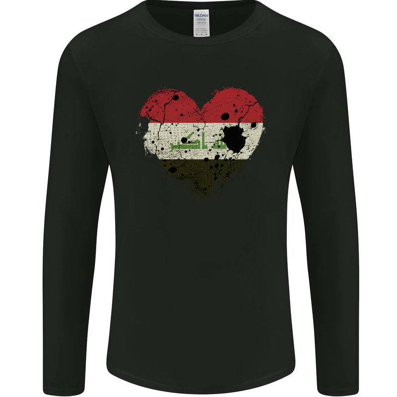 Love Iraq Flag Iraqi Day Football Mens Long Sleeve T-Shirt Black