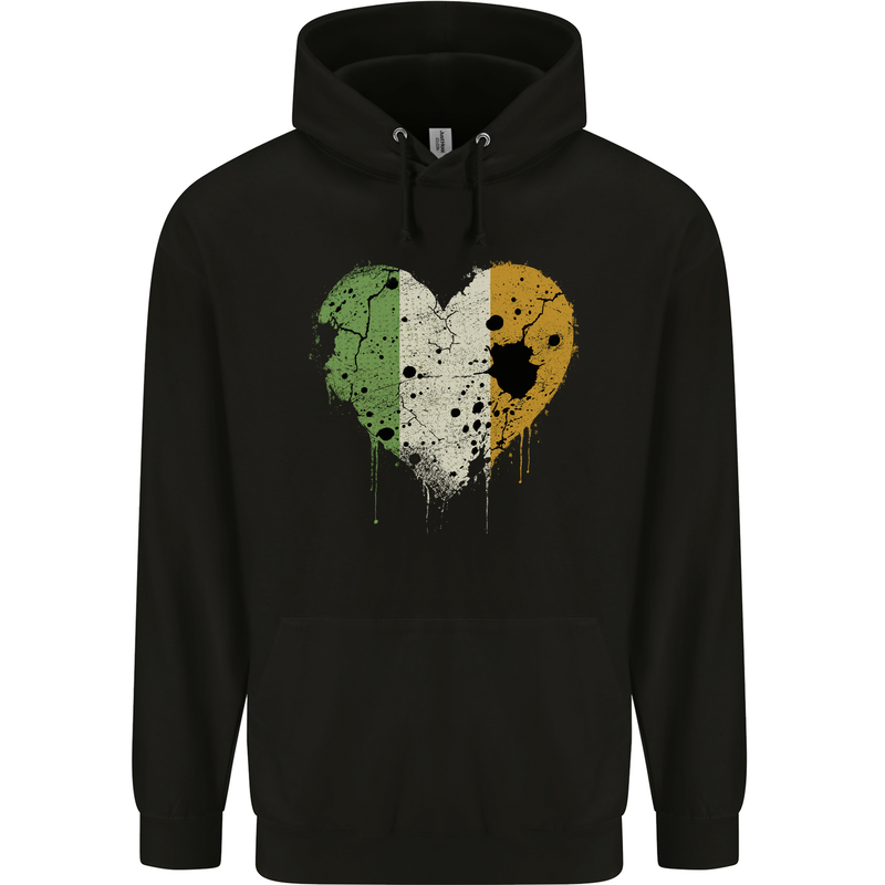 Love Ireland Flag Irish St Patricks Day Football Mens 80% Cotton Hoodie Black