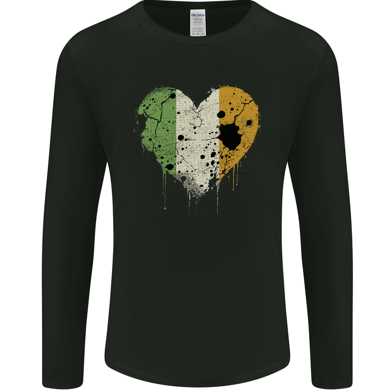 Love Ireland Flag Irish St Patricks Day Football Mens Long Sleeve T-Shirt Black