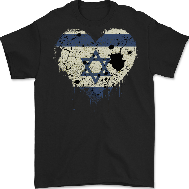 Love Israel Flag Israeli Day Football Mens Gildan Cotton T-Shirt Black