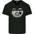 Love Israel Flag Israeli Day Football Mens V-Neck Cotton T-Shirt Black