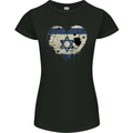 Love Israel Flag Israeli Day Football Womens Petite Cut T-Shirt Black