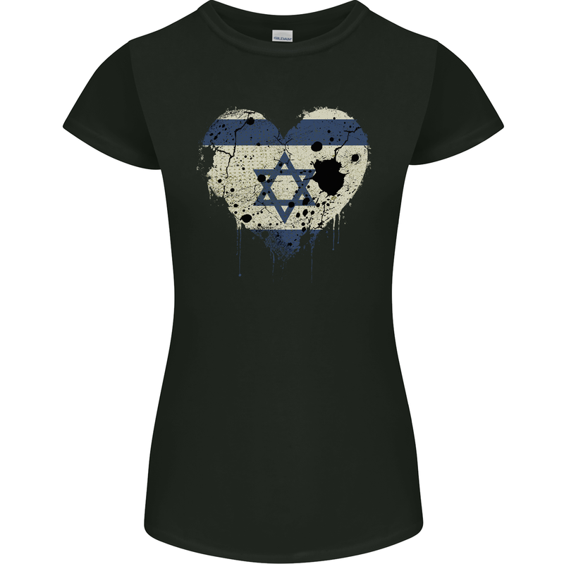 Love Israel Flag Israeli Day Football Womens Petite Cut T-Shirt Black