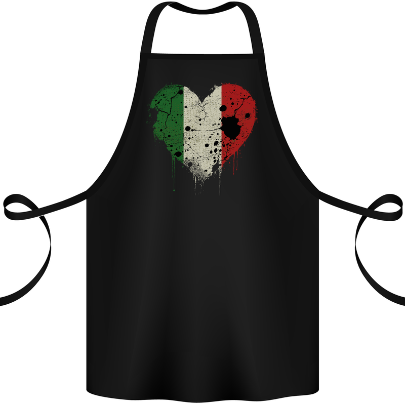 Love Italy Flag Italians Day Football Rugby Cotton Apron 100% Organic Black