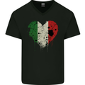 Love Italy Flag Italians Day Football Rugby Mens V-Neck Cotton T-Shirt Black