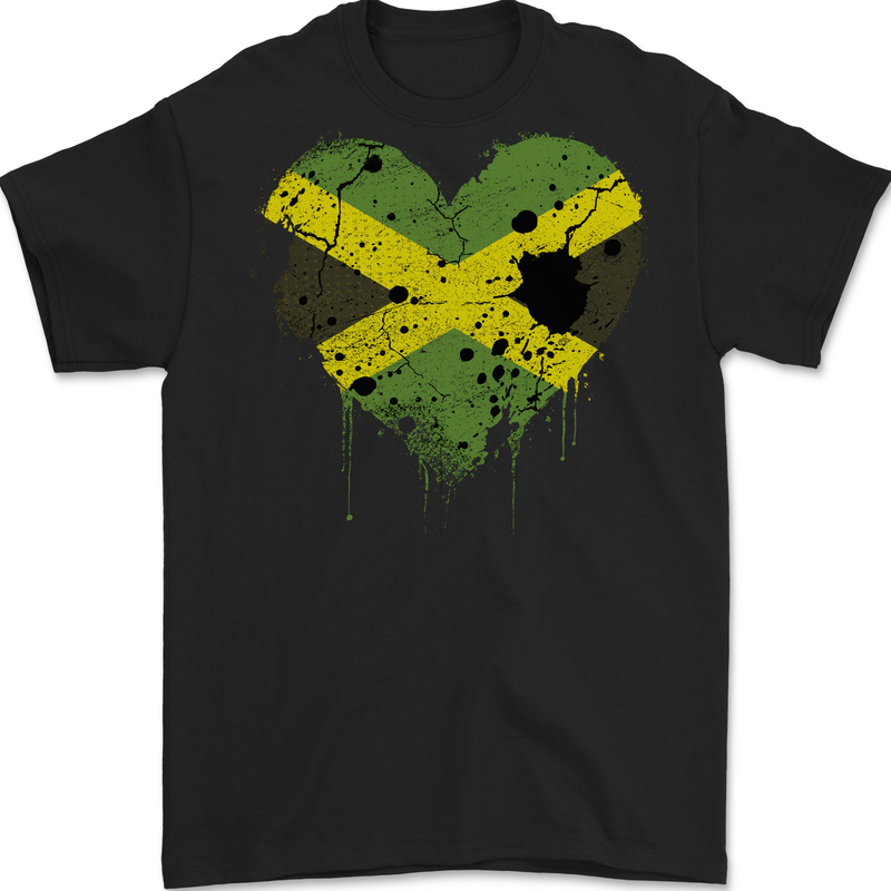 Love Jamaican Flag Jamaica Day Football Mens Gildan Cotton T-Shirt Black