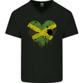 Love Jamaican Flag Jamaica Day Football Mens V-Neck Cotton T-Shirt Black