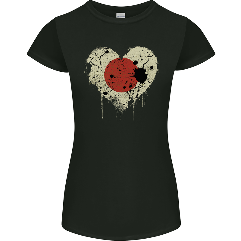 Love Japan Flag Japanese Day Football Womens Petite Cut T-Shirt Black