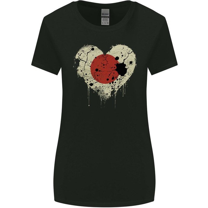 Love Japan Flag Japanese Day Football Womens Wider Cut T-Shirt Black