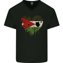 Love Jordan Flag Jordanian Day Football Mens V-Neck Cotton T-Shirt Black