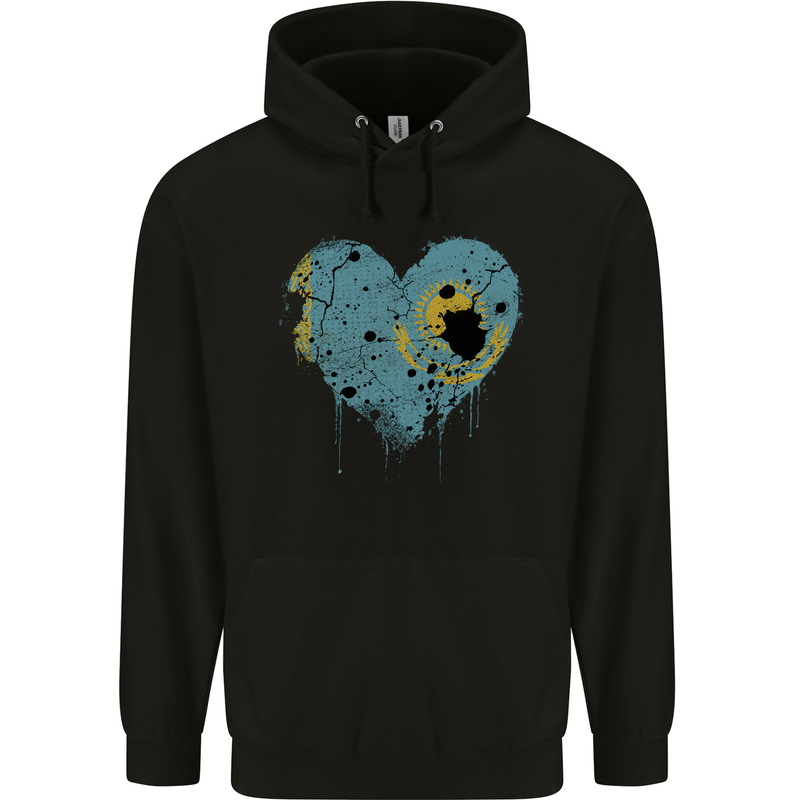 Love Kazakhstan Flag Kazakh Day Football Childrens Kids Hoodie Black