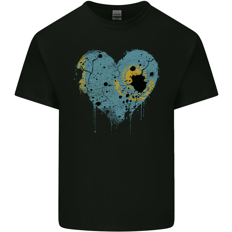 Love Kazakhstan Flag Kazakh Day Football Mens Cotton T-Shirt Tee Top Black