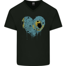 Love Kazakhstan Flag Kazakh Day Football Mens V-Neck Cotton T-Shirt Black