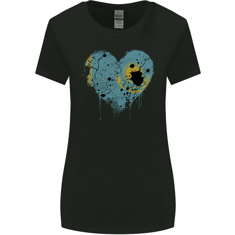Love Kazakhstan Flag Kazakh Day Football Womens Wider Cut T-Shirt Black
