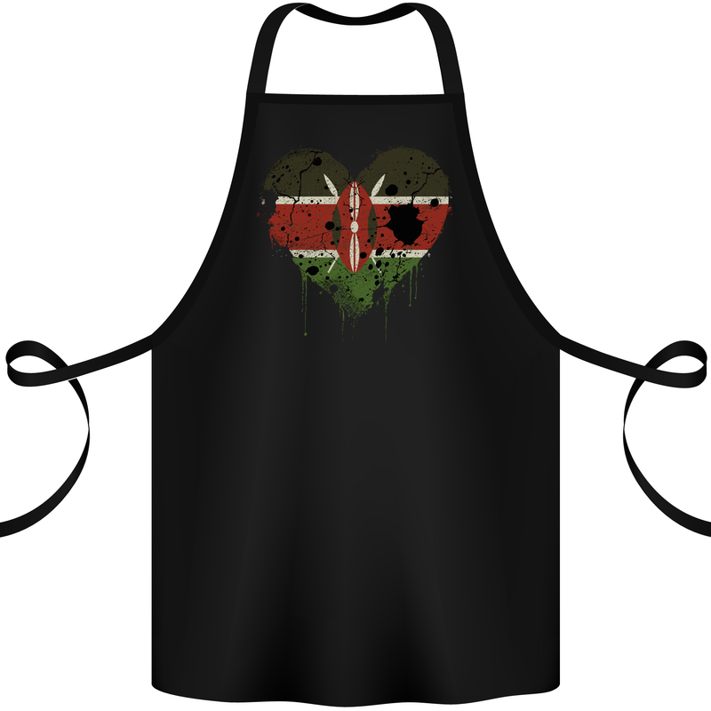 Love Kenya Flag Kenyan Day Football Cotton Apron 100% Organic Black