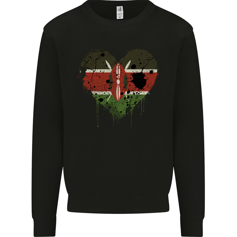 Love Kenya Flag Kenyan Day Football Mens Sweatshirt Jumper Black